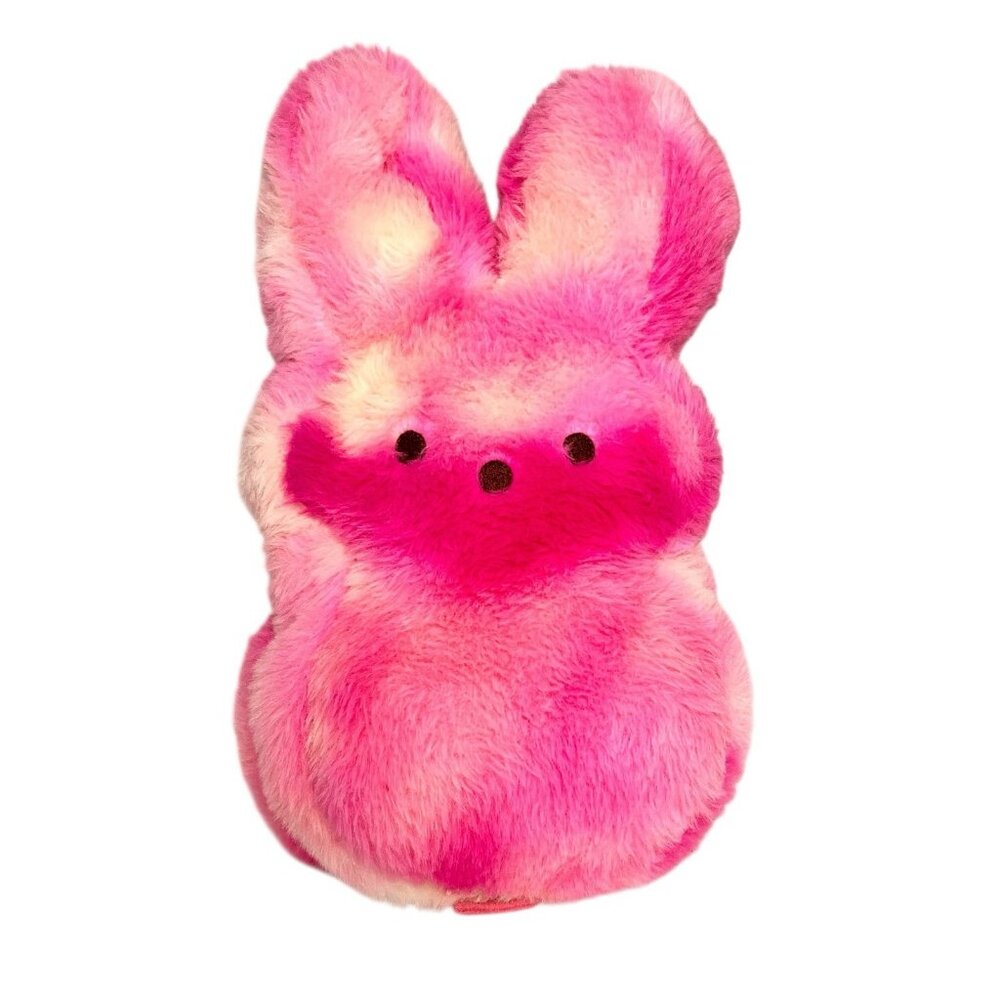 PEEPS Bunny Pink Tie Dye Plush Reversible To Solid Pink Pillow Easter Plush 12”